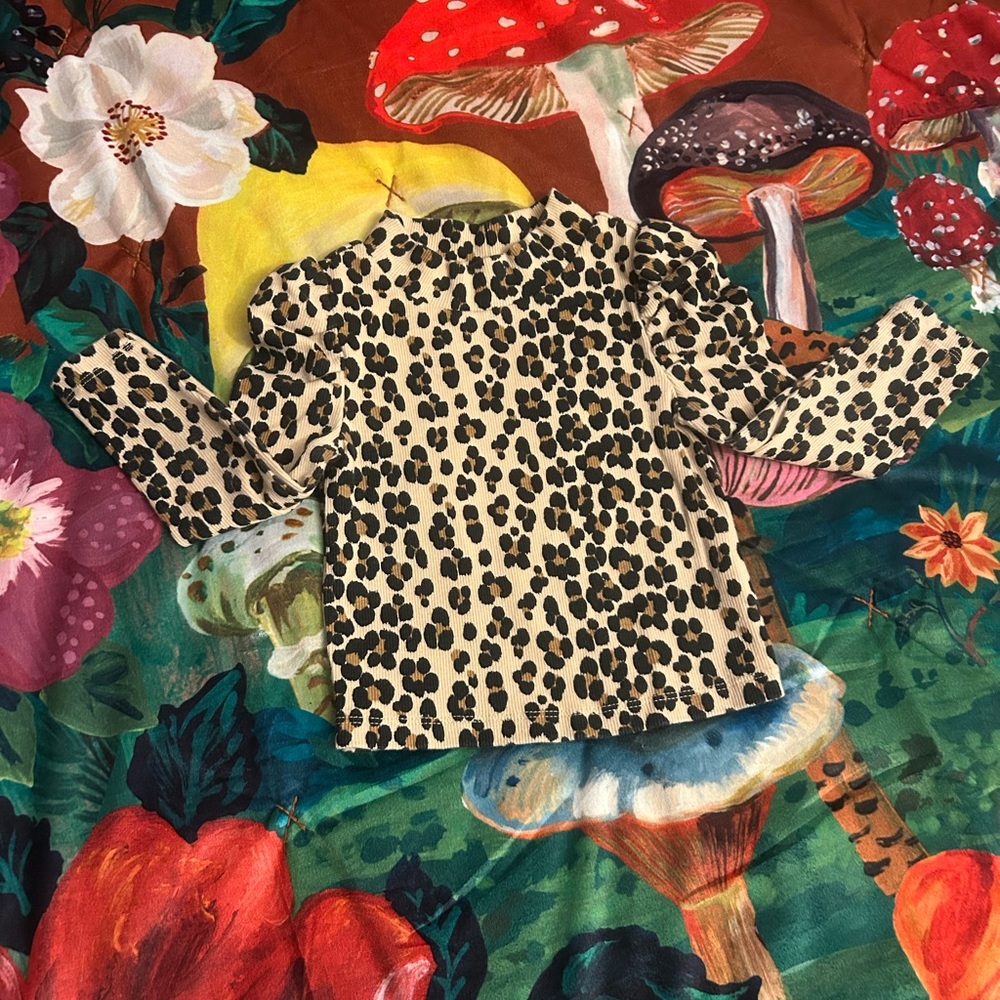 Gap Leopard Print Long Sleeve Ribbed Top Size 12-18 Months
